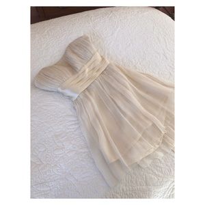 Saja Silk Cream Strapless Top with Bow